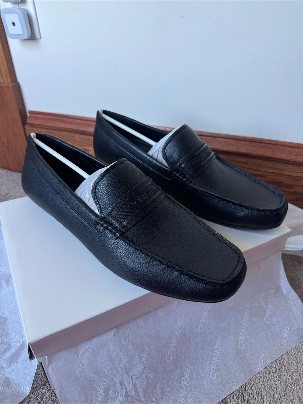 Calvin Klein Oliver Driving Loafers Black Slip On Moccasin Shoes SIZE 11.5
